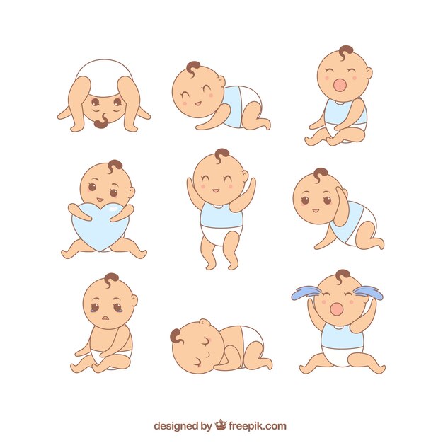 Colección de bebés en estilo plano
