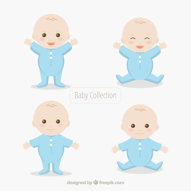 Vector gratuito colección de bebés en estilo plano