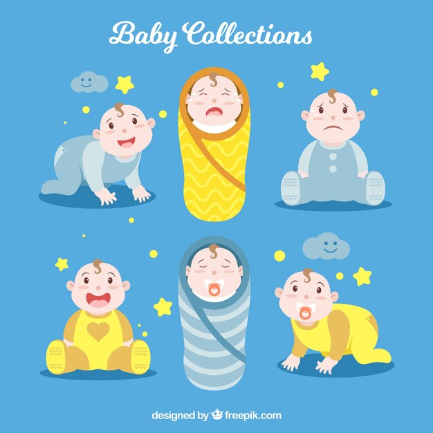 Colección de bebés en estilo plano