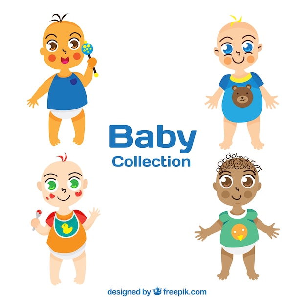 Vector gratuito colección de bebés en estilo plano