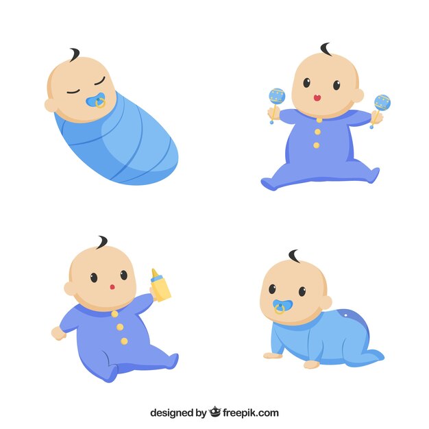 Colección de bebés en estilo plano
