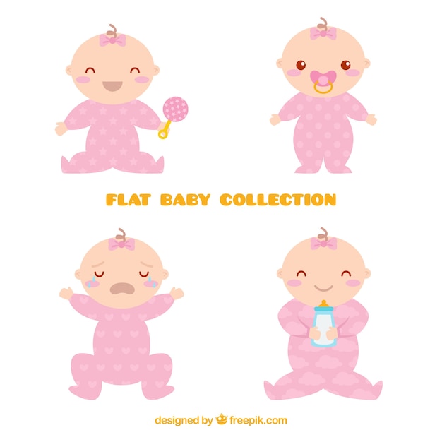 Colección de bebés en estilo plano