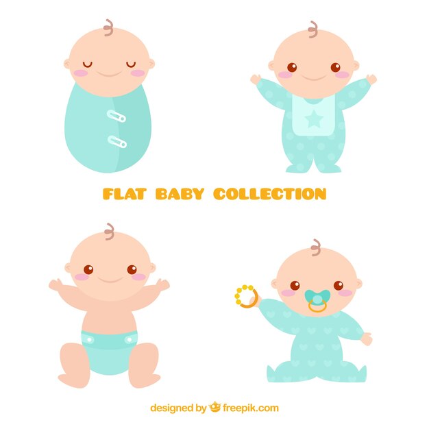 Colección de bebés en estilo plano