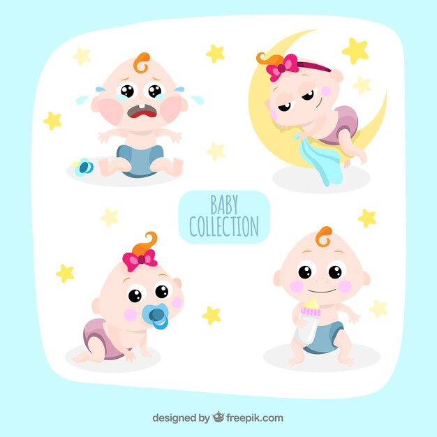 Colección de bebés en estilo plano