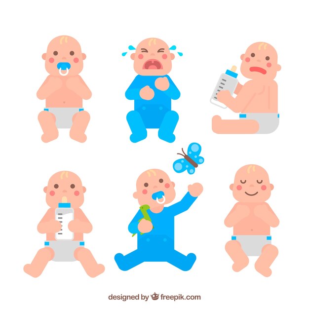 Colección de bebés en estilo plano