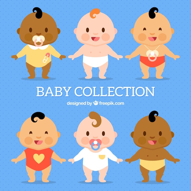 Vector gratuito colección de bebés en estilo plano