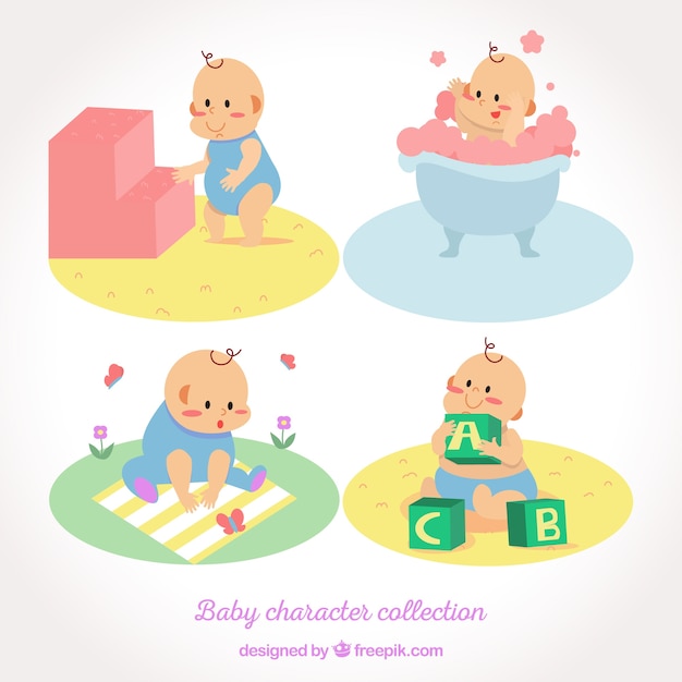 Vector gratuito colección de bebés en estilo plano