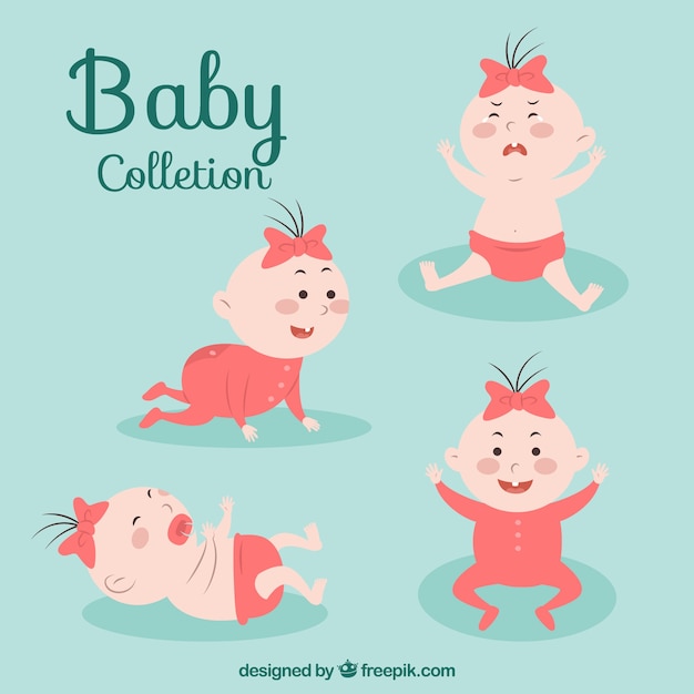 Vector gratuito colección de bebés con ropa roja