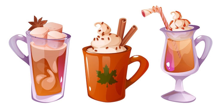 Vector gratuito colección de bebidas calientes de otoño