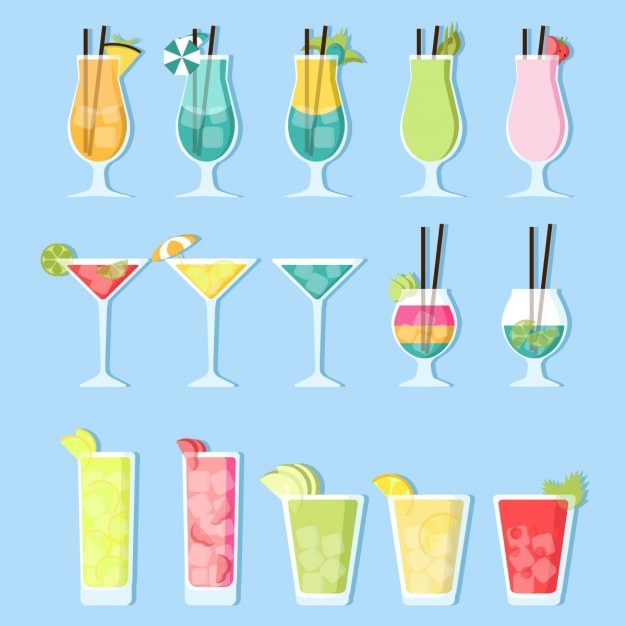 Vector gratuito colección de bebidas frescas