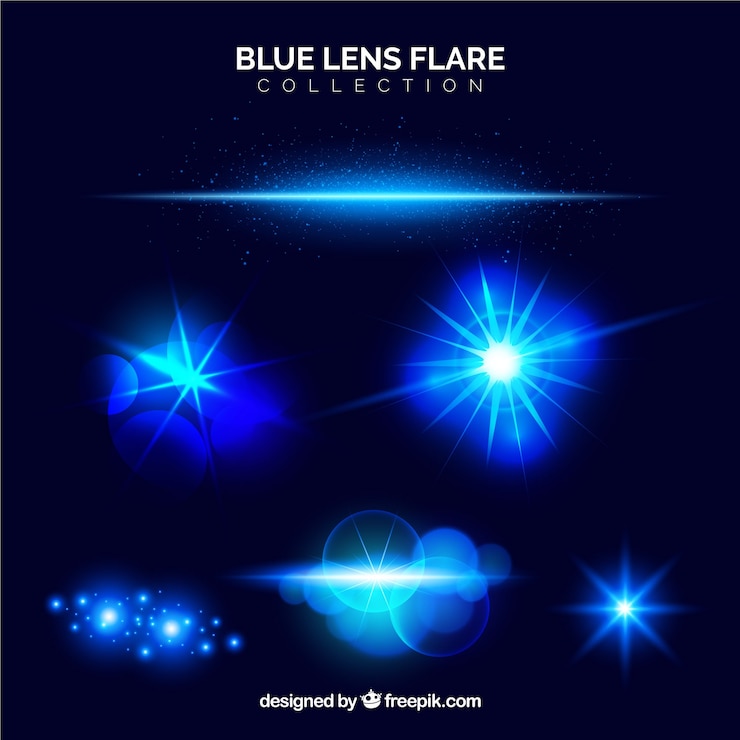 Vector gratuito colección de bengalas de lente azules
