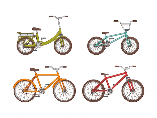 Colección de bicicletas de dibujos animados