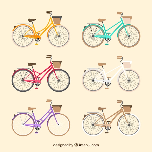 Vector gratuito colección de bicicletas con estilo adorable