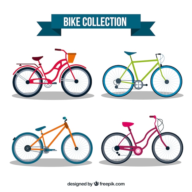 Vector gratuito colección de bicicletas con estilo colorido