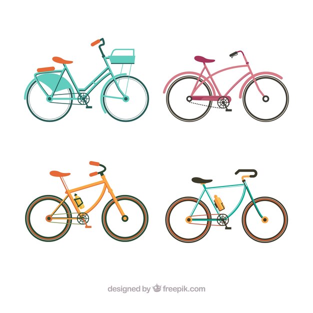 Colección de bicicletas con estilo colorido