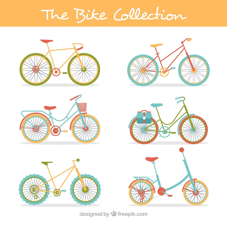 Vector gratuito colección de bicicletas vintage en diseño plano 
