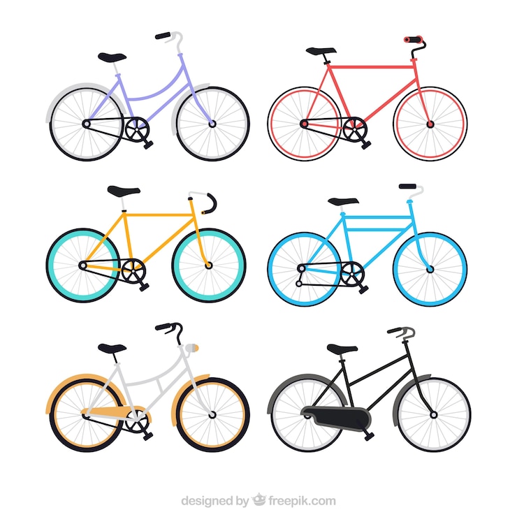 Vector gratuito colección de biciletas en diseño plano 