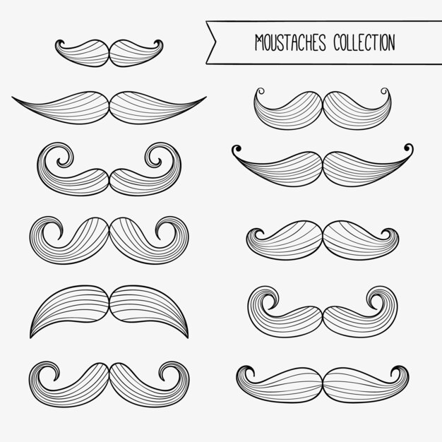 Colección de bigotes esbozados de movember