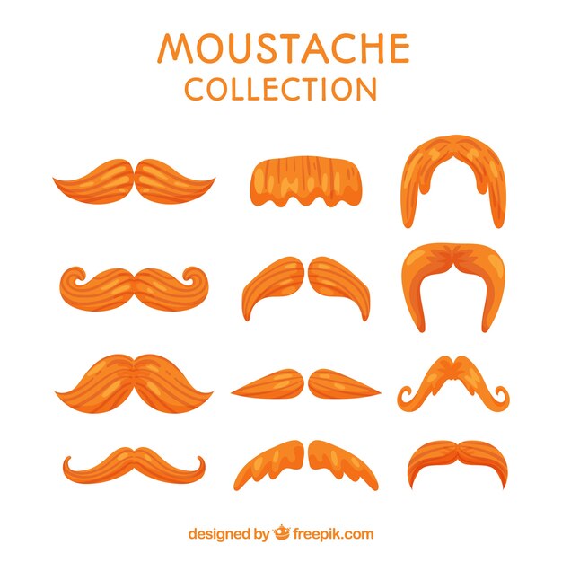 Colección de bigotes flat naranjas