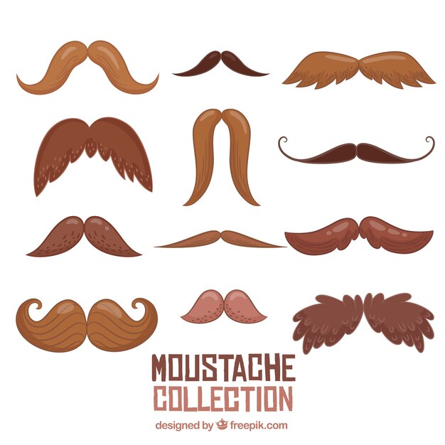 Colección de bigotes graciosos dibujados a mano