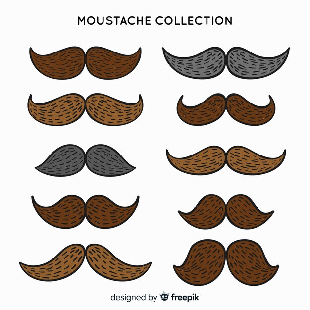 Colección de bigotes de movember dibujados a mano