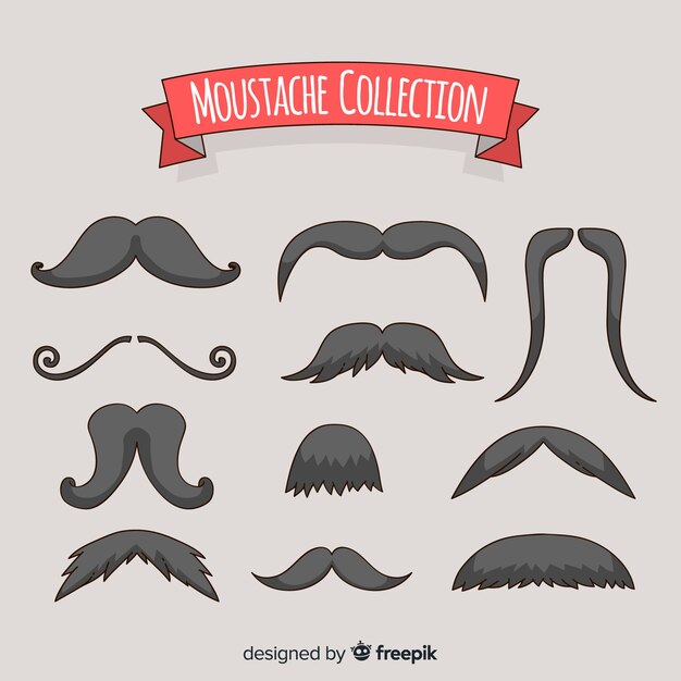 Colección de bigotes de movember dibujados a mano