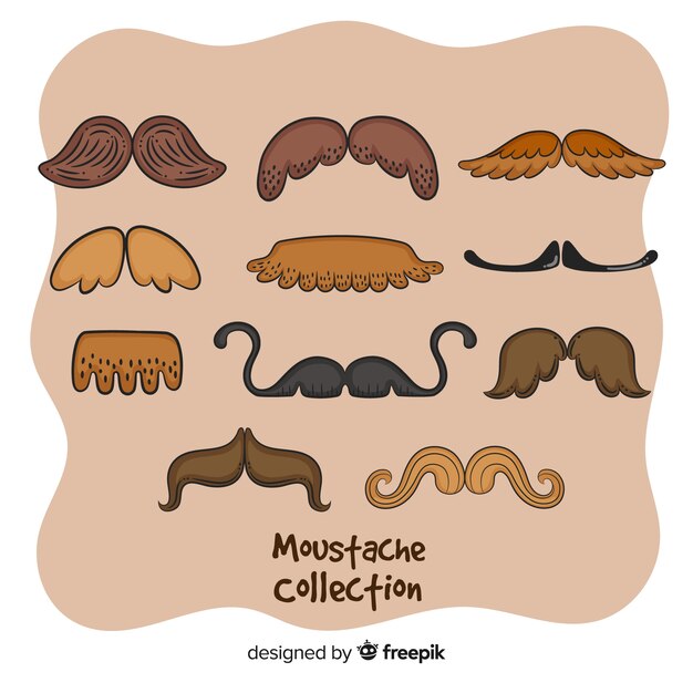 Colección de bigotes de movember dibujados a mano