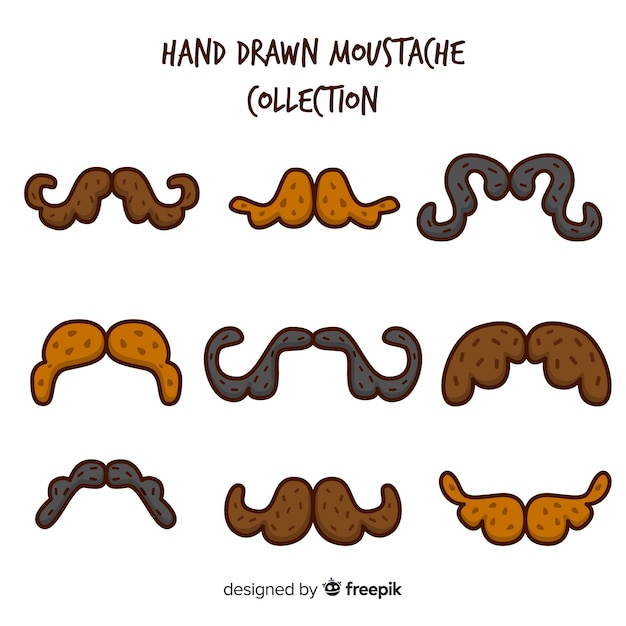 Vector gratuito colección de bigotes de movember dibujados a mano