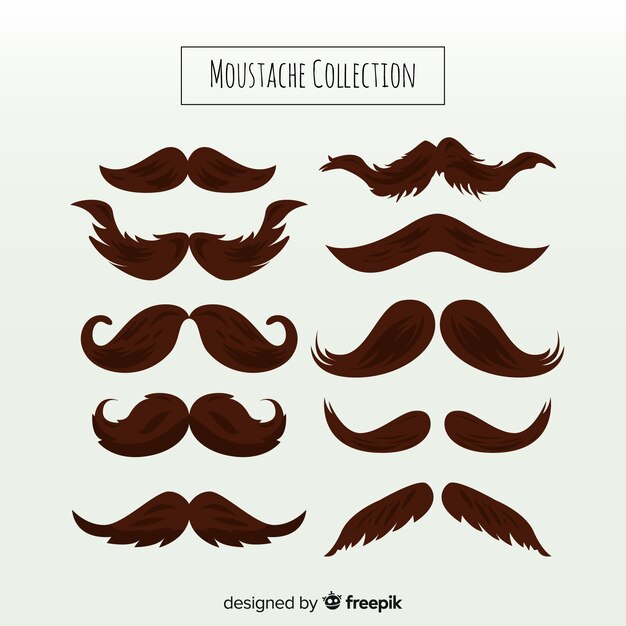 Colección de bigotes de movember en diseño plano