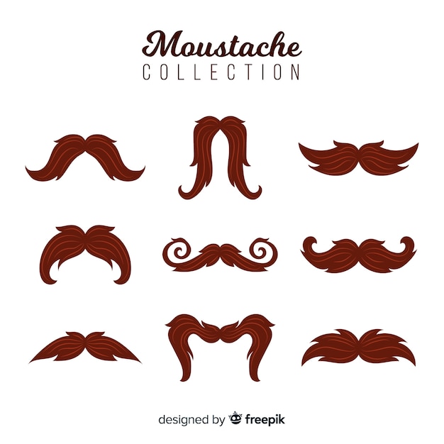 Colección de bigotes de movember en diseño plano