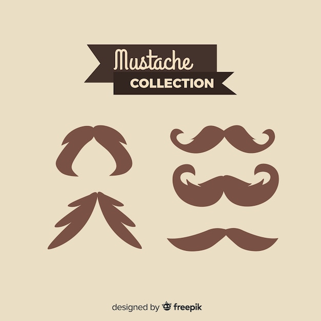 Colección de bigotes de movember en diseño plano