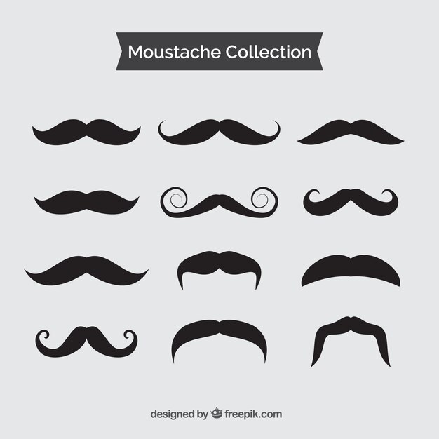 Colección de bigotes negros vintage