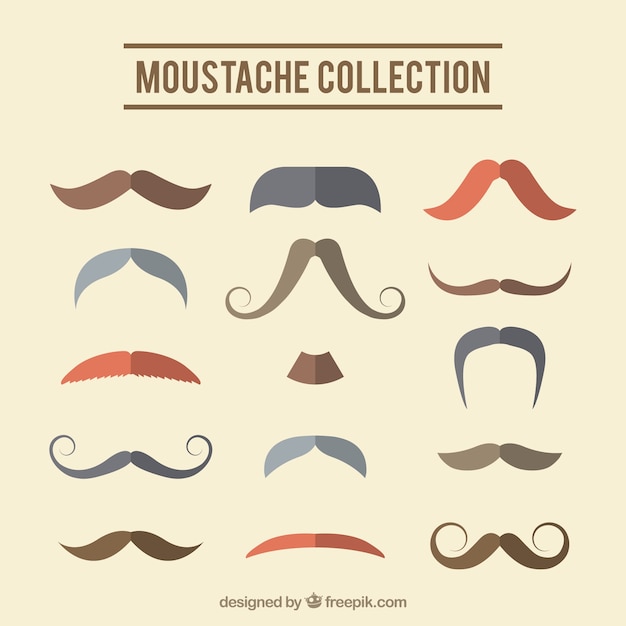 Colección de bigotes retro en diseño plano