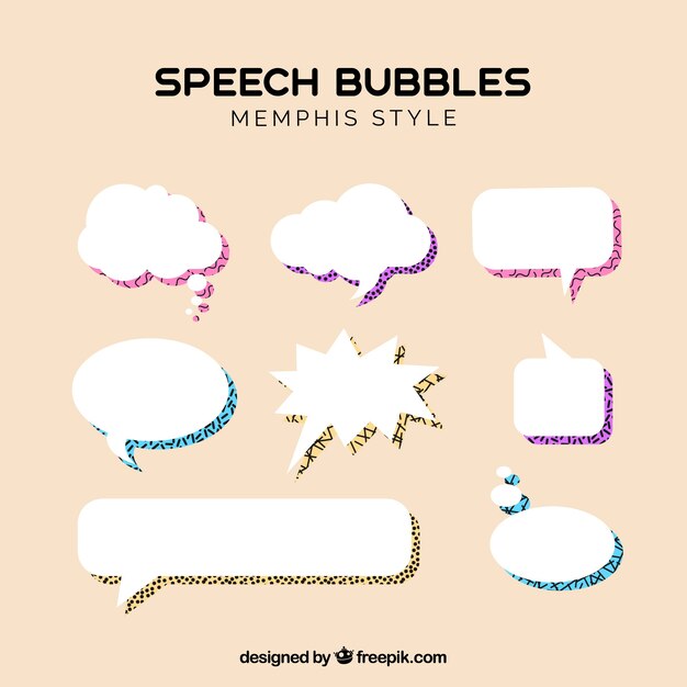 Colección de bocadillos de diálogo de estilo memphis