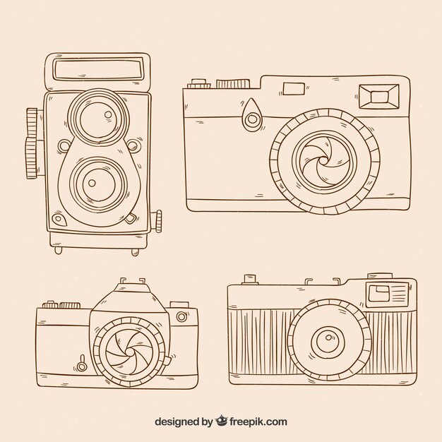 Colección de bocetos de cámaras de fotos 