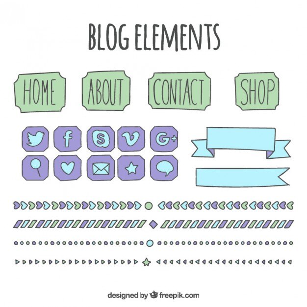 Colección de bocetos de elementos de blog 
