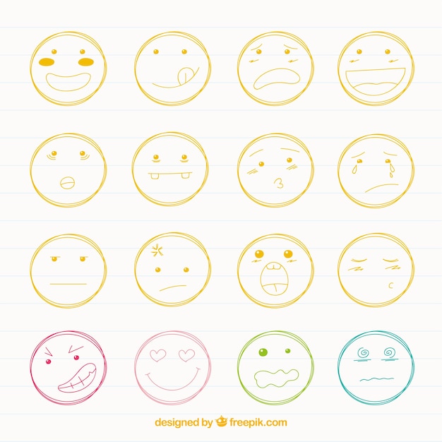 Colección de bocetos de emoticonos 