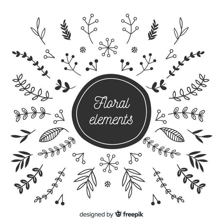 Vector gratuito colección bocetos florales decorativos
