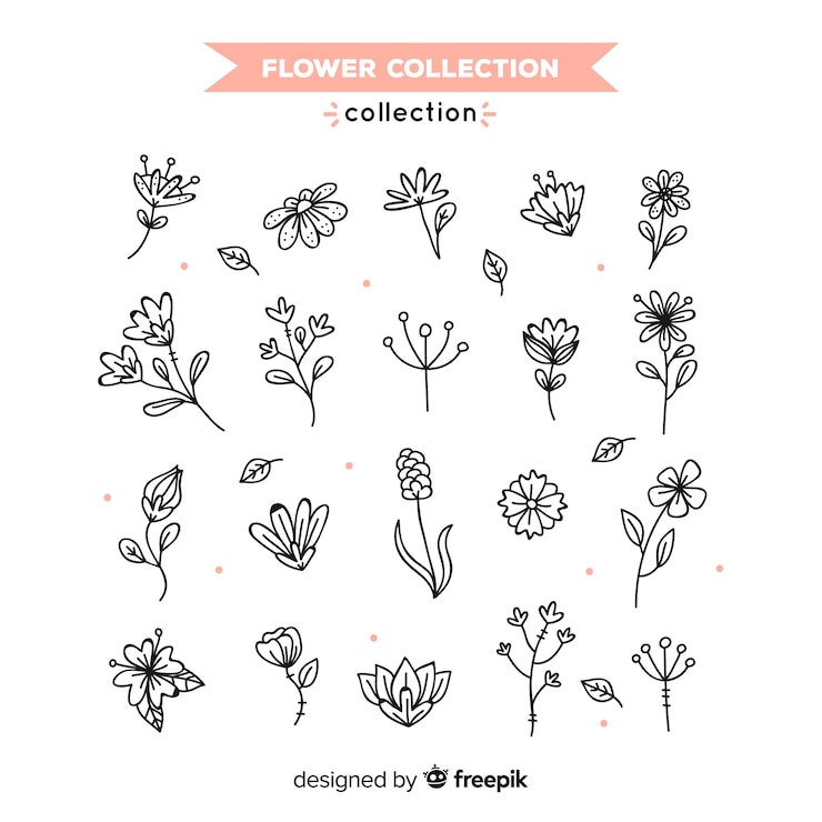 Vector gratuito colección bocetos flores de primavera