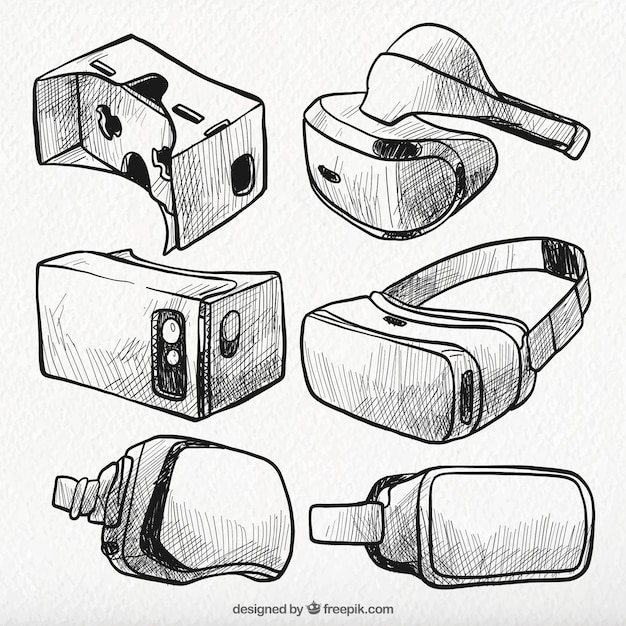 Colección de bocetos de gafas de realidad virtual