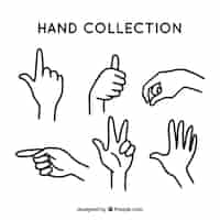 Vector gratuito colección de bocetos de gestos de manos