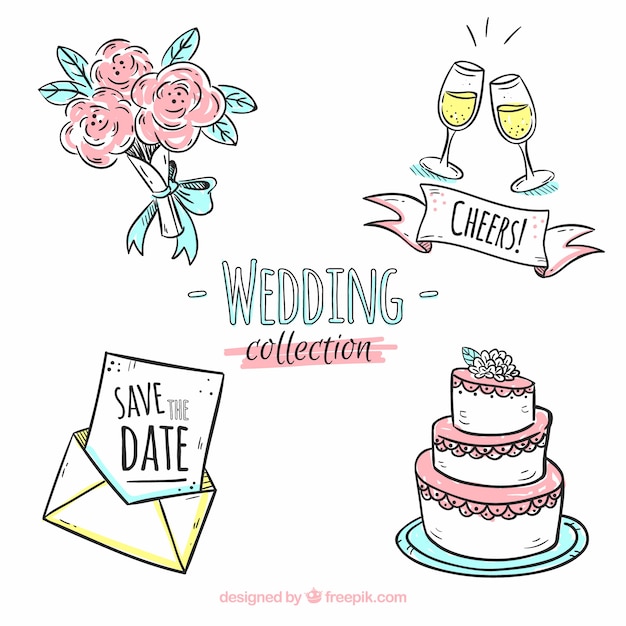 Colección de boda dibujada a mano