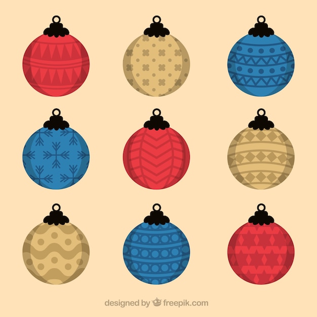 Colección de bolas decorativas en diseño plano 