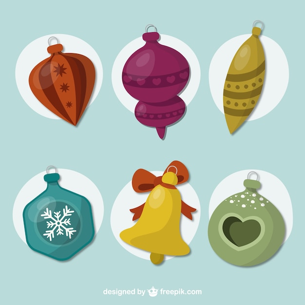 Vector gratuito colección de bolas de navidad dibujadas