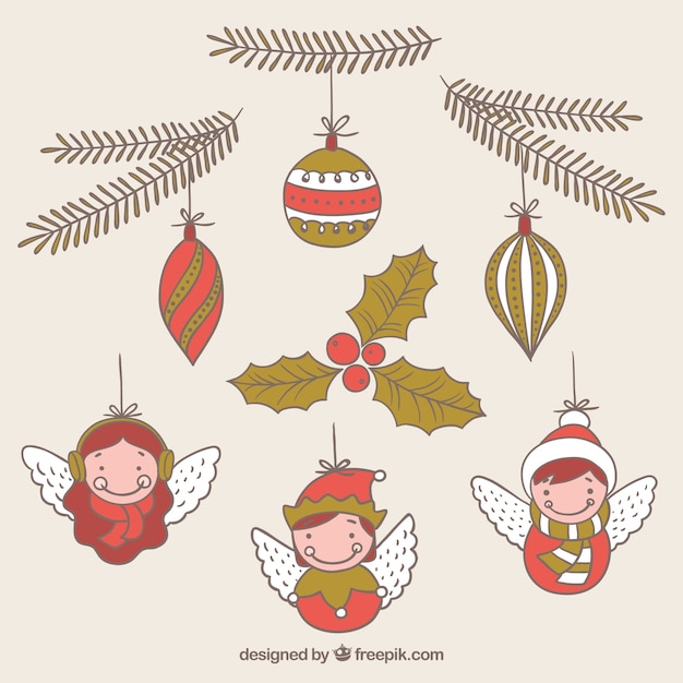 Colección de bolas de navidad dibujadas