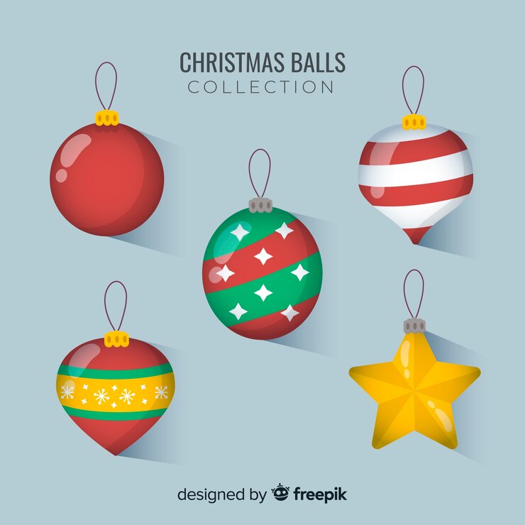 Vector gratuito colección de bolas de navidad con distintas formas