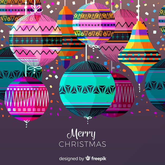 Colección de bolas de navidad con motivos geométricos