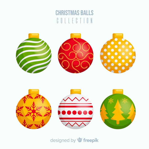 Colección de bolas de navidad con motivos geométricos