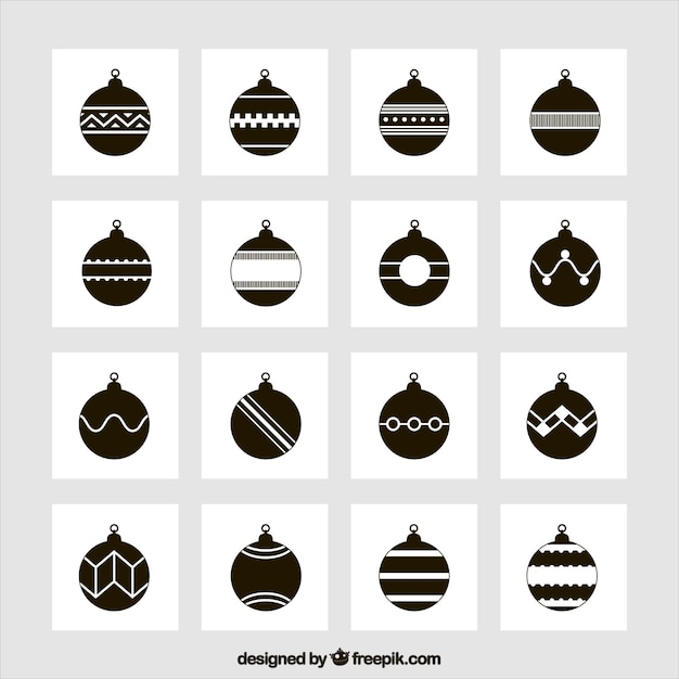 Vector gratuito colección de bolas de navidad negro
