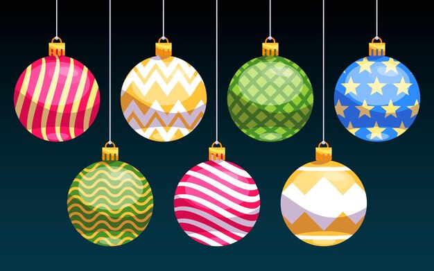 Colección bolas navideñas en diseño plano